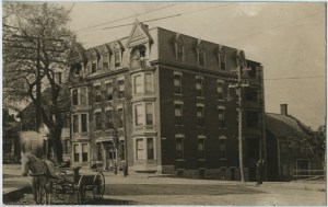Apartment building, unknown location, circa 1900